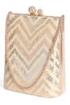 Buy_Richa Gupta_Gold Sequin Chevron Pattern Embroidered Clutch _at_Aza_Fashions