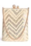 Richa Gupta_Gold Sequin Chevron Pattern Embroidered Clutch _Online_at_Aza_Fashions