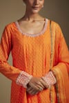 Nadima Saqib_Orange Anarkali Chanderi Embroidered Zardozi Round Placement Set _Online_at_Aza_Fashions