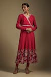 Shop_Nadima Saqib_Red Kurta Georgette Embroidered Applique Floral Hem Angrakha Anarkali Set _Online_at_Aza_Fashions