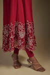 Nadima Saqib_Red Kurta Georgette Embroidered Applique Floral Hem Angrakha Anarkali Set _at_Aza_Fashions