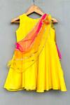 Buy_Label Neeti_Yellow Muslin Embellished Sequin Solid Dress With Attached Drape _at_Aza_Fashions