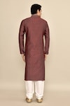 Shop_Arihant Rai Sinha_Maroon Jacquard, Chanderi Embroidery Bandhani Woven Kurta Set _at_Aza_Fashions