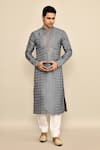 Buy_Arihant Rai Sinha_Blue Jacquard, Silk, Chanderi Embroidery Botanical Woven Kurta Set 