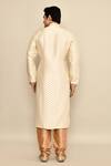 Shop_Arihant Rai Sinha_Cream Jacquard, Silk, Chanderi Embroidery Flower Woven Kurta Set _at_Aza_Fashions