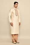 Arihant Rai Sinha_Cream Jacquard, Silk, Chanderi Embroidery Flower Woven Kurta Set _at_Aza_Fashions