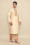 Buy_Arihant Rai Sinha_Cream Jacquard, Silk, Chanderi Embroidery Flower Woven Kurta Set 
