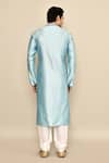 Shop_Arihant Rai Sinha_Blue Jacquard, Chanderi Embroidery Abstract Pattern Kurta Set _at_Aza_Fashions
