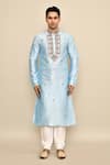 Buy_Arihant Rai Sinha_Blue Art Silk Embroidery Zardozi Paisley Kurta Set _Online_at_Aza_Fashions