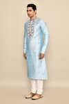 Shop_Arihant Rai Sinha_Blue Art Silk Embroidery Zardozi Paisley Kurta Set _Online_at_Aza_Fashions