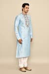 Arihant Rai Sinha_Blue Art Silk Embroidery Zardozi Paisley Kurta Set _at_Aza_Fashions