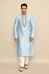 Buy_Arihant Rai Sinha_Blue Art Silk Embroidery Zardozi Paisley Kurta Set 