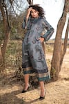 Buy_The Home Affair_Grey Silk Hand Block Printed Collar Jacket _Online_at_Aza_Fashions