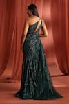 Shop_Adaara Couture_Green Organza Embroidery Dori Asymmetric Floral Bloom Cutout Gown _at_Aza_Fashions