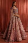 Buy_Adaara Couture_Pink Net Embroidery Sequins Queen Anne Rosy Petal Lehenga With Corset _Online_at_Aza_Fashions