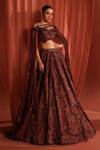 Buy_Adaara Couture_Maroon Organza Embroidery Crystals Butterfly Dream Lehenga With Blouse _at_Aza_Fashions