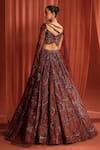 Adaara Couture_Maroon Organza Embroidery Crystals Butterfly Dream Lehenga With Blouse _Online_at_Aza_Fashions