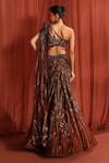 Shop_Adaara Couture_Brown Net Embroidery Sequin One Shoulder Mystic Geometric Lehenga With Blouse _at_Aza_Fashions