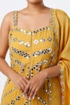 Buy_STUDIO A_Yellow Georgette Embroidery Mirror Sweetheart Neck Bloom Kurta Pant Set _Online_at_Aza_Fashions