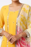 Buy_STUDIO A_Yellow Georgette Embroidery Mirror And Gota Fleur Vine Kurta & Lehenga Set For Kids_Online_at_Aza_Fashions