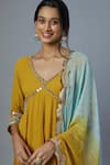 Buy_STUDIO A_Yellow Georgette Embroidery Mirror V Neck Aliya Cut Kurta And Salwar Set _Online_at_Aza_Fashions