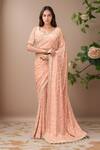 Buy_Kalighata_Pink Tissue Embroidery Sequin Sweetheart Neck Fairy Cutdana Saree With Blouse _at_Aza_Fashions