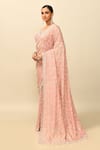 Shop_Kalighata_Pink Tissue Embroidery Sequin Sweetheart Neck Fairy Cutdana Saree With Blouse _Online_at_Aza_Fashions