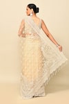 Shop_Kalighata_Gold Net Embroidery Zardozi Sweetheart Neck Vanya Floral Saree With Blouse _at_Aza_Fashions