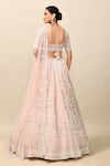 Shop_Kalighata_Pink Organza Embroidery Zardozi Leaf Neck Architectural Bridal Lehenga Set _at_Aza_Fashions