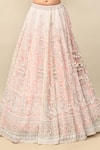 Kalighata_Pink Organza Embroidery Zardozi Leaf Neck Architectural Bridal Lehenga Set _Online_at_Aza_Fashions