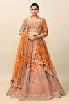 Buy_Kalighata_Orange Raw Silk Embroidery Zardozi Tejaswi Cutdana Bridal Lehenga Set _Online_at_Aza_Fashions