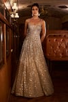 Buy_Seema Gujral_Beige Net Embellished Crystals Sweetheart Sequin Gown _at_Aza_Fashions