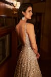 Shop_Seema Gujral_Beige Net Embellished Crystals Sweetheart Sequin Gown _at_Aza_Fashions