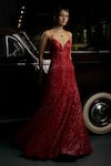 Buy_Seema Gujral_Red Net Embroidered Sequins Sweetheart Tonal Embellished Gown _Online_at_Aza_Fashions