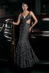 Buy_Seema Gujral_Black Net Embellished Crystals Sweetheart Sequin Embroidered Cut-out Gown _at_Aza_Fashions