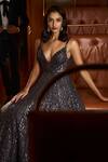 Buy_Seema Gujral_Grey Net Embellished Crystals Sweetheart Sequin Gown _Online_at_Aza_Fashions