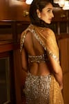 Shop_Seema Gujral_Gold Net Embellished Sequin Straight Crystal Mermaid Lehenga Set _at_Aza_Fashions