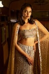 Buy_Seema Gujral_Gold Net Embellished Sequin Straight Crystal Mermaid Lehenga Set _Online_at_Aza_Fashions