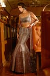 Buy_Seema Gujral_Silver Net Embellished Sequin Square Embroidered Checkered Mermaid Lehenga Set _Online_at_Aza_Fashions