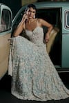 Seema Gujral_Blue Net Embellished Pearl Sweetheart Floral Embroidered Gown _Online_at_Aza_Fashions