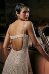 Shop_Seema Gujral_Ivory Net Embellished Pearl Straight Crystal Sprinkle Gown _at_Aza_Fashions