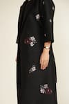 Buy_Arcvsh by Pallavi Singh_Black Silk Chanderi Embroidered Floral Jacket Solid Jumpsuit With Quilted 