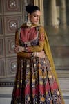 Buy_Kalista_Multi Color Chanderi Silk Print Ibadat And Embroidered Anarkali With Dupatta _Online_at_Aza_Fashions