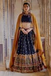 Buy_Kalista_Blue Silk Viscose Print Mughal Bead Zeenat Mahal And Embroidered Lehenga Set _at_Aza_Fashions