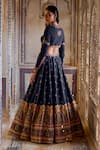 Kalista_Blue Silk Viscose Print Mughal Bead Zeenat Mahal And Embroidered Lehenga Set _Online_at_Aza_Fashions