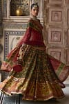 Buy_Kalista_Green Blouse Natural Velvet Print Phool Sameera And Embellished Lehenga Set _Online_at_Aza_Fashions