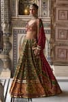 Kalista_Green Blouse Natural Velvet Print Phool Sameera And Embellished Lehenga Set _at_Aza_Fashions