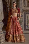 Buy_Kalista_Pink Blouse Natural Velvet Print Phool Sameera And Embellished Lehenga Set _at_Aza_Fashions