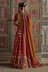 Kalista_Pink Blouse Natural Velvet Print Phool Sameera And Embellished Lehenga Set _Online_at_Aza_Fashions