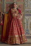 Buy_Kalista_Pink Blouse Natural Velvet Print Phool Sameera And Embellished Lehenga Set _Online_at_Aza_Fashions